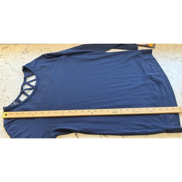 Avia Criss Cross Back Long Sleeve Yoga Sweatshirt Size Medium Navy Blue NWT - Picture 7 of 9